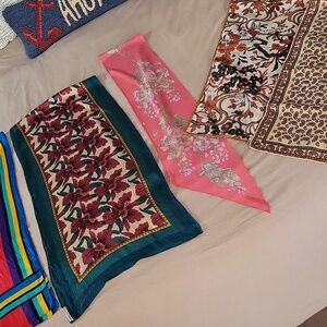 Floral and Patterned Scarves Set Five Pieces.